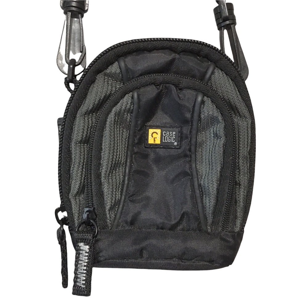 Case Logic Small black camera case with shoulder strap.